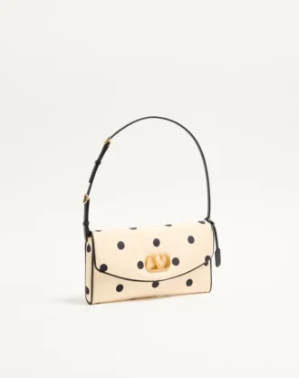 Valentino Garavani DeVain Küçük Omuz Çantası, Moiré Plus De Pois Kumaş