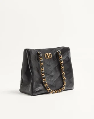 Valentino Garavani Laseine Chevron Desenli Nappa Deri Alışveriş Çantası