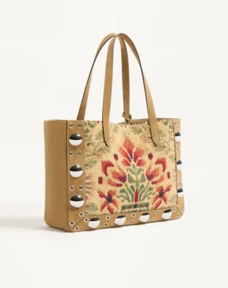 Valentino Garavani Nellcôte Orta Boy Alışveriş Çantası Jakarlı Kumaş