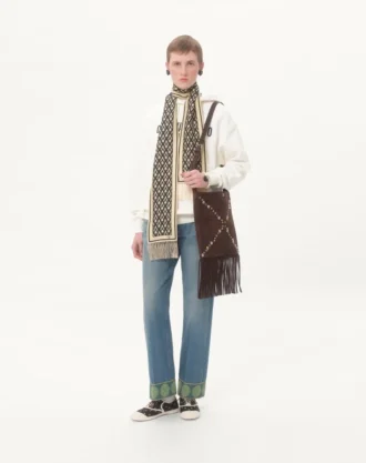 Valentino Garavani Nellcôte Süet Omuz Çantası, Püsküllü