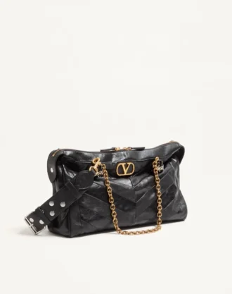 Valentino Garavani Panthea Omuz Çantası, Nappa Deri, Chevron Desenli