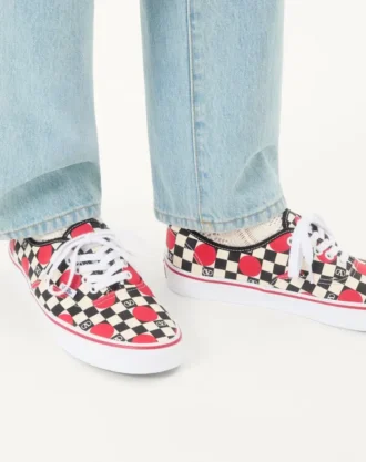 Valentino Garavani ve Vans VLogo Dama Desenli ve Polka Dot Detaylı Kumaştan Düşük Bilekli Spor Ayakkabı
