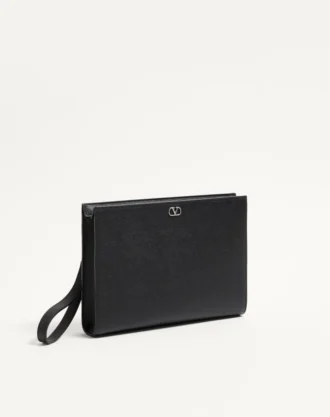 Valentino Garavani Vlogo Signature Grainy Calfskin Pouch