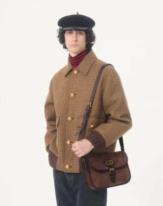 Valentino Houndstooth Desenli Yün Bomber Ceket