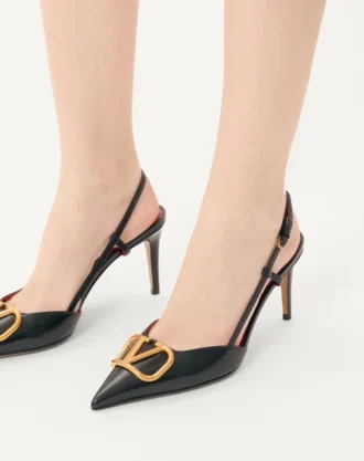 Vlogo Signature Dana Derisi Slingback Topuklu Ayakkabı 80 mm / 3,15 inç