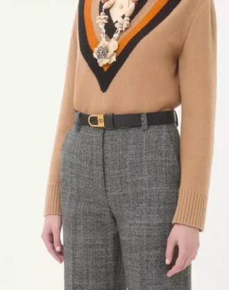 VLogo Signature Kemer, Parlak Dana Derisi, 30 mm, Emaye Logo Detaylı