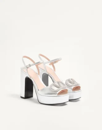 VLogo Signature Platform Sandal, Lamine Nappa Deri 115 mm