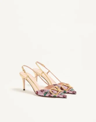 VLogo Signature Slingback Décolleté, Cherryfic nakışlı 80 mm