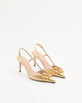 Vlogo Signature Slingback Pump In Laminated Nappa Leather 80Mm