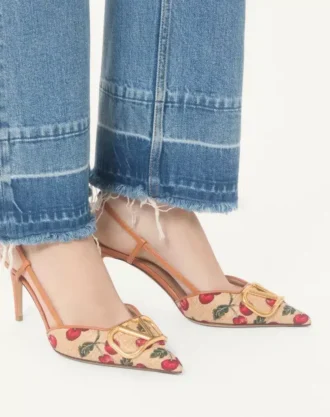 Vlogo Signature Slingback Pumps In Cherryfic Pattern 80Mm
